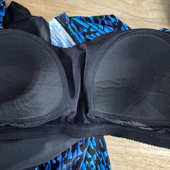 Miraclesuit Purr-Fection Jubilee Tankini Swim Top Size 16 Blue Leopard SW-2107 - Picture 5 of 7